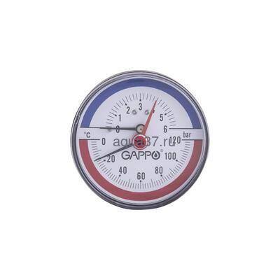 Термоманометр GAPPO G1473 Dy 80 с задним подключением 1/2", 6 бар 0-120* (вид 1) Термоманометр GAPPO G1473 Dy 80 с задним подключением 1/2", 6 бар 0-120* (фото, вид 1)