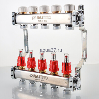 Коллекторный блок с расходомерами 8 выходов нержавейка Valtec (вид 1) Коллекторный блок с расходомерами 8 выходов нержавейка Valtec (фото, вид 1)