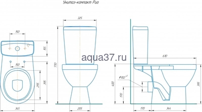 Унитаз-компакт "РИО" синий Rosa (вид 1) Унитаз-компакт "РИО" синий Rosa (фото, вид 1)