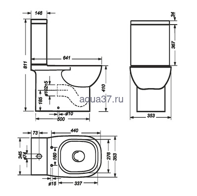 Унитаз-компакт "QUADRO" Sanita Luxe (вид 2) Унитаз-компакт "QUADRO" Sanita Luxe (фото, вид 2)
