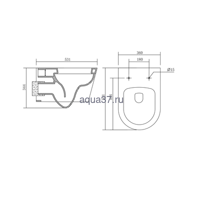 Унитаз подвесной " ОБЕРОН" безободковый Aquatek (вид 7) Унитаз подвесной " ОБЕРОН" безободковый Aquatek (фото, вид 7)