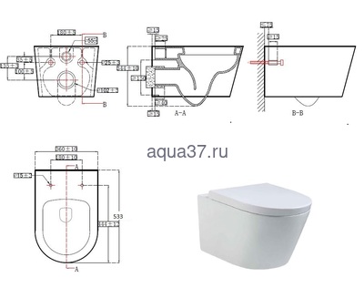 Унитаз подвесной " ОБЕРОН" безободковый Aquatek (вид 10) Унитаз подвесной " ОБЕРОН" безободковый Aquatek (фото, вид 10)