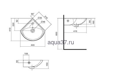Умывальник ИРИС 36 угловой Santek (вид 3) Умывальник ИРИС 36 угловой Santek (фото, вид 3)
