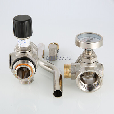 Байпас проходной с перепускным клапаном и термометром Valtec (вид 2) Байпас проходной с перепускным клапаном и термометром Valtec (фото, вид 2)