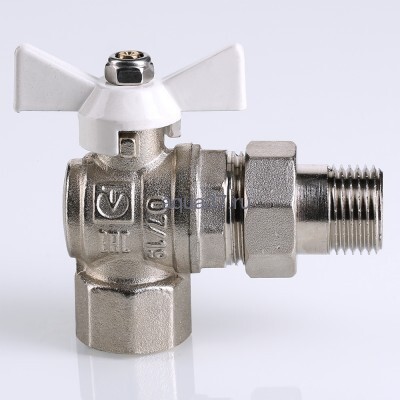 Кран американка угловой с белой рукояткой 3/4" Valtec (вид 1) Кран американка угловой с белой рукояткой 3/4" Valtec (фото, вид 1)