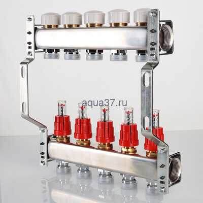 Коллекторный блок с расходомерами 3 выхода нержавейка Valtec (вид 4) Коллекторный блок с расходомерами 3 выхода нержавейка Valtec (фото, вид 4)