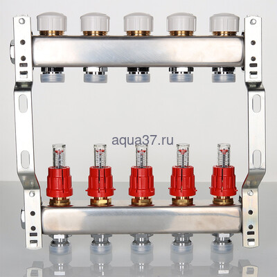 Коллекторный блок с расходомерами 3 выхода нержавейка Valtec (вид 5) Коллекторный блок с расходомерами 3 выхода нержавейка Valtec (фото, вид 5)