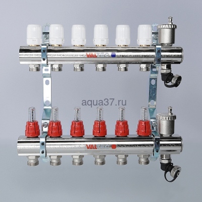 Группа с расходомерами 11 выходов латунная Valtec (вид 1) Группа с расходомерами 11 выходов латунная Valtec (фото, вид 1)