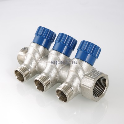 Коллектор c регулирующими вентилями 1" на 2 выхода 1/2" с наружной резьбой Valtec (вид 1) Коллектор c регулирующими вентилями 1" на 2 выхода 1/2" с наружной резьбой Valtec (фото, вид 1)