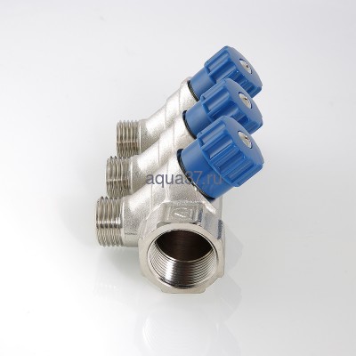 Коллектор c регулирующими вентилями 1" на 2 выхода 1/2" с наружной резьбой Valtec (вид 2) Коллектор c регулирующими вентилями 1" на 2 выхода 1/2" с наружной резьбой Valtec (фото, вид 2)