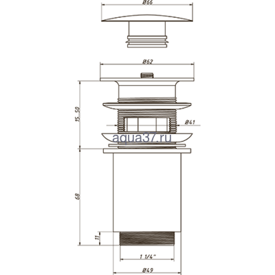 Выпуск для раковины 1 1/4" с переливом из хромированной нержавеющей стали автоматический ВХ-804 Орио (вид 1) Выпуск для раковины 1 1/4" с переливом из хромированной нержавеющей стали автоматический ВХ-804 Орио (фото, вид 1)