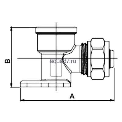 Обжимной угольник с креплением 20 x 3/4" с внутренней резьбой Frap (вид 1) Обжимной угольник с креплением 20 x 3/4" с внутренней резьбой Frap (фото, вид 1)