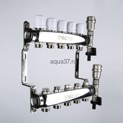 Коллекторная группа 4 выхода нержавейка Valtec (вид 2) Коллекторная группа 4 выхода нержавейка Valtec (фото, вид 2)