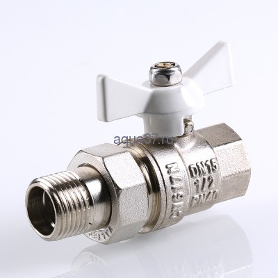 Кран американка с белой рукояткой 1/2" Valtec (вид 2) Кран американка с белой рукояткой 1/2" Valtec (фото, вид 2)