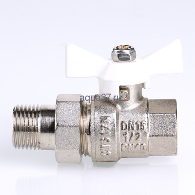 Кран американка с белой рукояткой 1/2" Valtec (вид 3) Кран американка с белой рукояткой 1/2" Valtec (фото, вид 3)