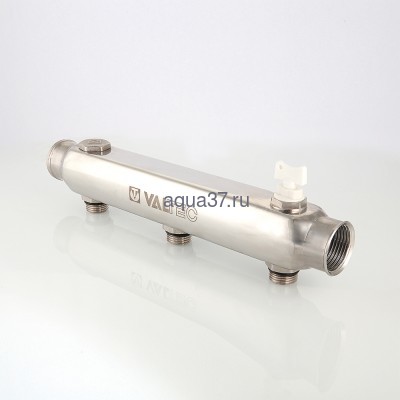 Коллектор с межосевым расстоянием 100 мм 1 1/2" на 3 выхода 3/4" с наружными резьбами Valtec (вид 1) Коллектор с межосевым расстоянием 100 мм 1 1/2" на 3 выхода 3/4" с наружными резьбами Valtec (фото, вид 1)