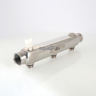 Коллектор с межосевым расстоянием 100 мм 1 1/2" на 3 выхода 3/4" с наружными резьбами Valtec (вид 3) Коллектор с межосевым расстоянием 100 мм 1 1/2" на 3 выхода 3/4" с наружными резьбами Valtec (фото, вид 3)