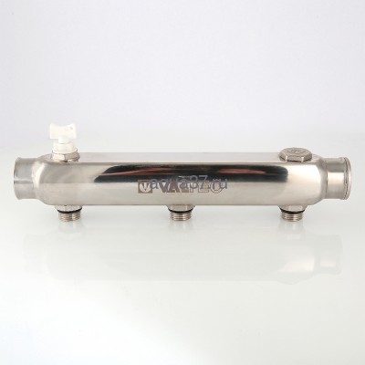 Коллектор с межосевым расстоянием 100 мм 1 1/2" на 3 выхода 3/4" с наружными резьбами Valtec (вид 4) Коллектор с межосевым расстоянием 100 мм 1 1/2" на 3 выхода 3/4" с наружными резьбами Valtec (фото, вид 4)