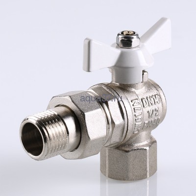 Кран американка угловой с белой рукояткой 1/2" Valtec (вид 2) Кран американка угловой с белой рукояткой 1/2" Valtec (фото, вид 2)