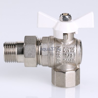 Кран американка угловой с белой рукояткой 1/2" Valtec (вид 3) Кран американка угловой с белой рукояткой 1/2" Valtec (фото, вид 3)