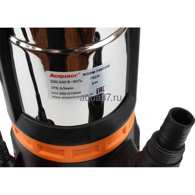 Дренажный насос 275/9 ФН Acquaer RGSM-750PSW (вид 2) Дренажный насос 275/9 ФН Acquaer RGSM-750PSW (фото, вид 2)