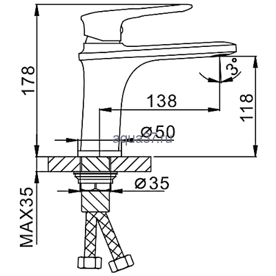 Смеситель для раковины Frap F1049 (вид 2) Смеситель для раковины Frap F1049 (фото, вид 2)