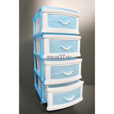 Комод Дельфин 4 секции бело-голубой (вид 1) Комод Дельфин 4 секции бело-голубой (фото, вид 1)
