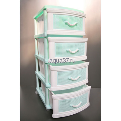 Комод Дельфин 4 секции бело-зеленый (вид 1) Комод Дельфин 4 секции бело-зеленый (фото, вид 1)