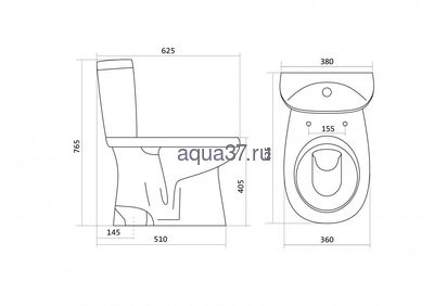 Унитаз-компакт "АНИМО" Santek выпуск в пол (вид 2) Унитаз-компакт "АНИМО" Santek выпуск в пол (фото, вид 2)