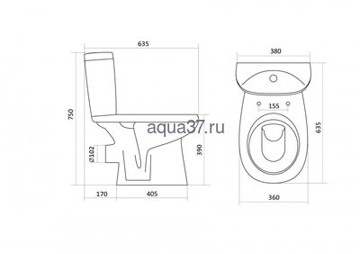 Унитаз-компакт "АНИМО" Santek прямой (вид 2) Унитаз-компакт "АНИМО" Santek прямой (фото, вид 2)