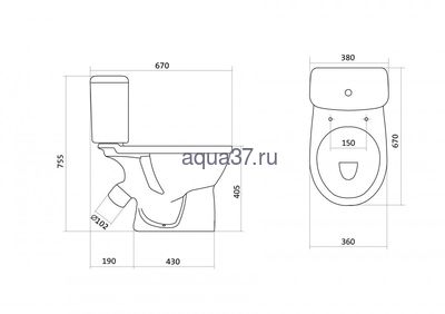 Унитаз-компакт "БОРЕАЛЬ" Santek тарельчатый (вид 2) Унитаз-компакт "БОРЕАЛЬ" Santek тарельчатый (фото, вид 2)