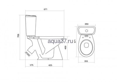 Унитаз-компакт "БРИЗ" Santek (вид 2) Унитаз-компакт "БРИЗ" Santek (фото, вид 2)