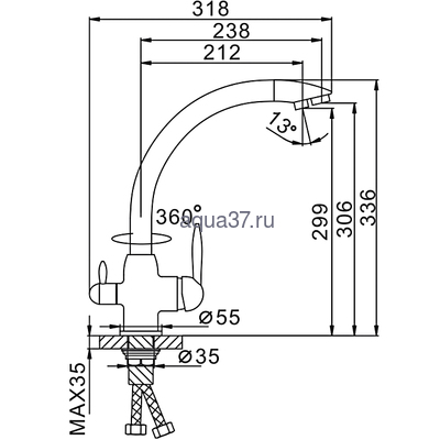 Смеситель для кухни Frap F4399-8 (вид 1) Смеситель для кухни Frap F4399-8 (фото, вид 1)