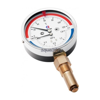 Термоманометр ТМТБ-41Р Dy 100 с нижним подключением 1/2", 10 бар 0-150 Росма (вид 2) Термоманометр ТМТБ-41Р Dy 100 с нижним подключением 1/2", 10 бар 0-150 Росма (фото, вид 2)