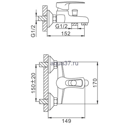 Смеситель для ванны Frap F30701-В (вид 1) Смеситель для ванны Frap F30701-В (фото, вид 1)