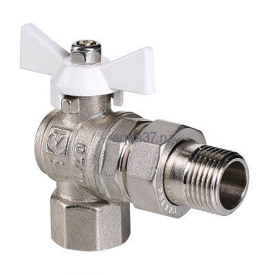 Кран американка угловой с белой рукояткой 1/2" Valtec Кран американка угловой с белой рукояткой 1/2" Valtec (фото)