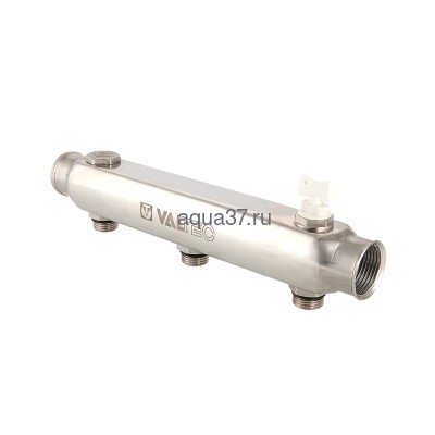 Коллектор с межосевым расстоянием 100 мм 1 1/2" на 3 выхода 3/4" с наружными резьбами Valtec Коллектор с межосевым расстоянием 100 мм 1 1/2" на 3 выхода 3/4" с наружными резьбами Valtec (фото)