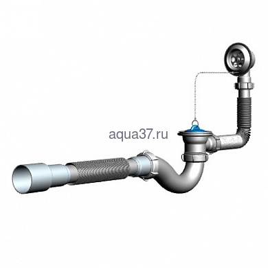 Сифон для ванны с переливом и гибкой трубой 40 x 40/50 V155 Аквант Сифон для ванны с переливом и гибкой трубой 40 x 40/50 V155 Аквант (фото)