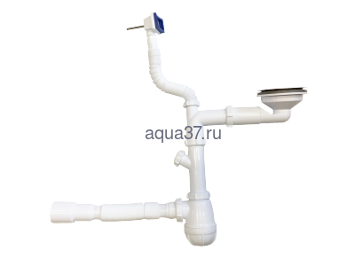 Сифон для кухни 3 1/2" x 40 со смещением с отводом с переливом с гибкой трубой 40 x 40/50 B0247 Аквант Сифон для кухни 3 1/2" x 40 со смещением с отводом с переливом с гибкой трубой 40 x 40/50 B0247 Аквант