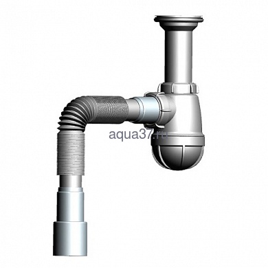 Сифон для мойки 1 1/2" x 40 удлинённый с гибкой трубой 40 x 40/50 B0515 Аквант Сифон для мойки 1 1/2" x 40 удлинённый с гибкой трубой 40 x 40/50 B0515 Аквант (фото)