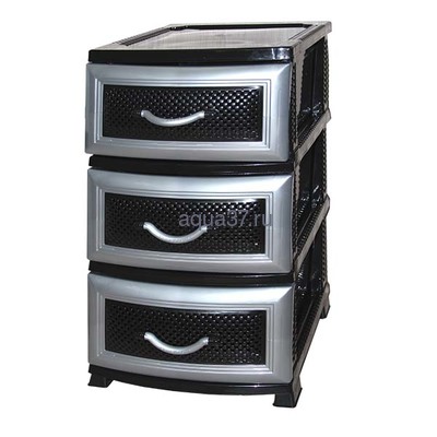 Комод Дельфин 3 секции черно-серебристый Комод Дельфин 3 секции черно-серебристый