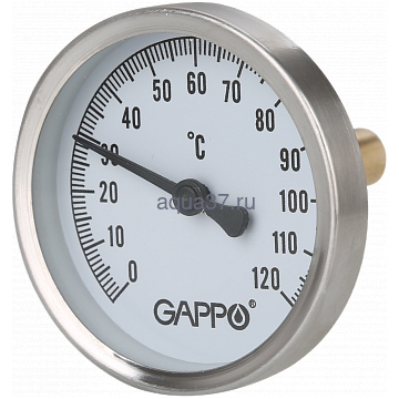Термометр GAPPO G1474 Dy 60 с погружной гильзой, с задним подключением 1/2", 0-120* (фото)