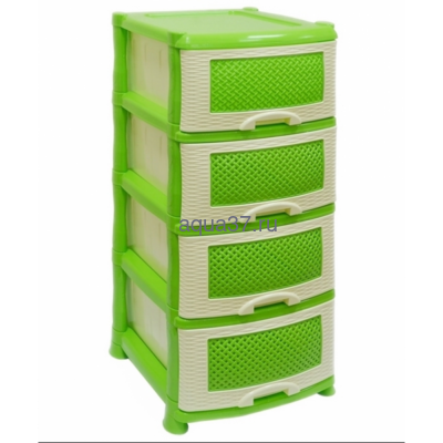 Комод Плетёнка 4 секции крем-салат Комод Плетёнка 4 секции крем-салат