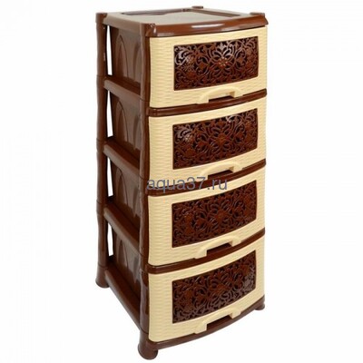 Комод Орнамент 4 секции коричневый Комод Орнамент 4 секции коричневый