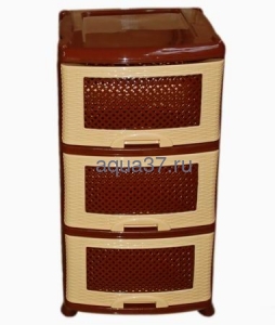 Комод Плетёнка 3 секции беж-коричневый Комод Плетёнка 3 секции беж-коричневый