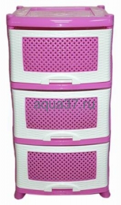 Комод Плетёнка 3 секции бело-розовый Комод Плетёнка 3 секции бело-розовый