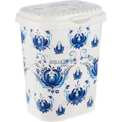 Корзина для белья с крышкой "Гжель" Корзина для белья с крышкой "Гжель"