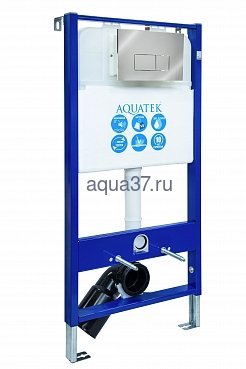 Инсталляция для подвесного унитаза Aquatek Slim с кнопкой смыва хром глянцевый Инсталляция для подвесного унитаза Aquatek Slim с кнопкой смыва хром глянцевый (фото)