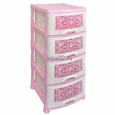 Комод Орнамент 4 секции бело-розовый Комод Орнамент 4 секции бело-розовый