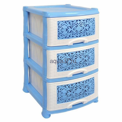 Комод Орнамент 3 секции бело-голубой Комод Орнамент 3 секции бело-голубой